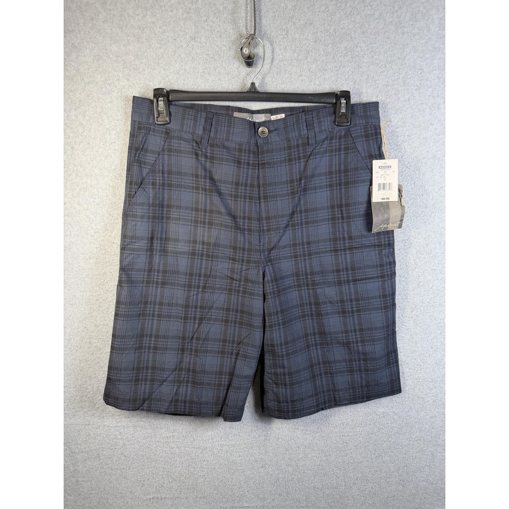 Method Shorts Mens 34 Blue Plaid Chino Casual Summer‎ Cotton Canvas Pockets